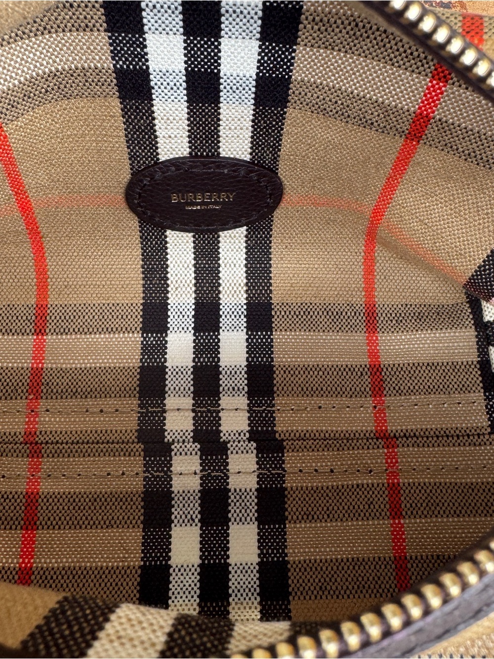 Burberry Mini Highlands Duffle Bag in Sand Beige and Brown Leather Trim - Picture 7 of 8